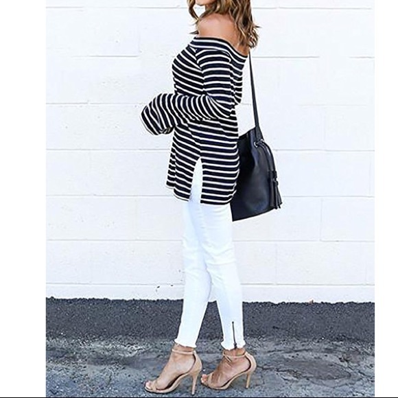 2/18$ Host pic! Striped Off Shoulder top - Picture 5 of 5